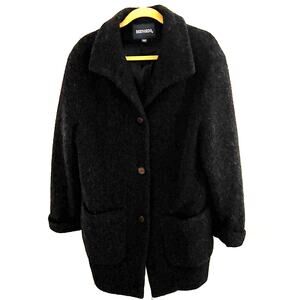 BERNARDO Alpaca Wool Blend Single Breasted Lined Coat M Charcoal Gray Preppy